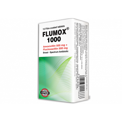 FLUMOX 1000 MG ( AMOXICILLIN + FLUCLOXACILLIN ) 15 FILM-COATED TABLETS